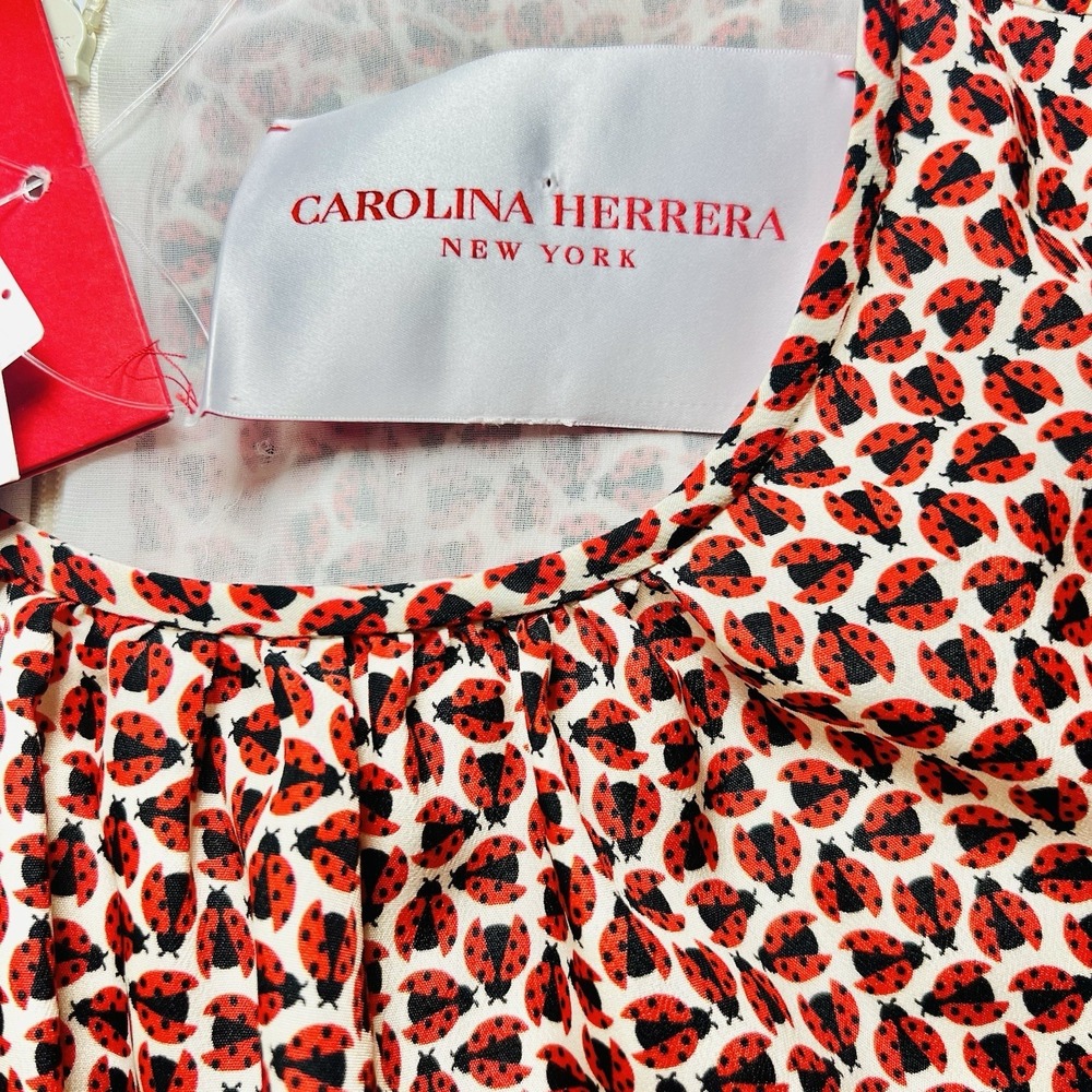Carolina Herrera New York Ladybug Print Long Sleeve Belted Dress Sz 12 $2690 NWT - Picture 12 of 15